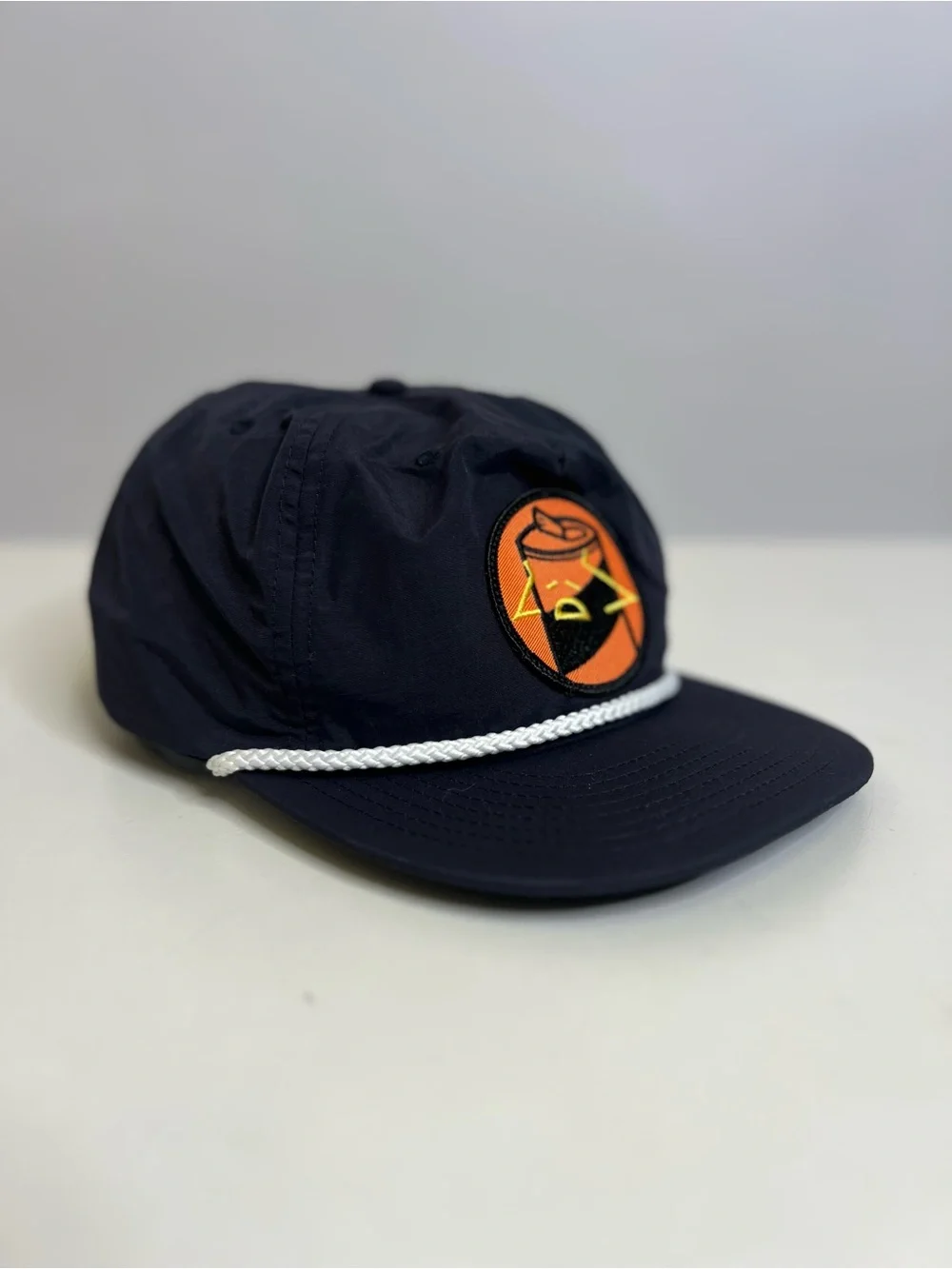 Latchkey Navy Rope-Trim Cap with Orange Can Patch